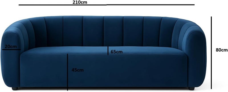 Pixa Homes Modern Velvet Upholstered 3-Seater Sofa in Yellow - Image 3